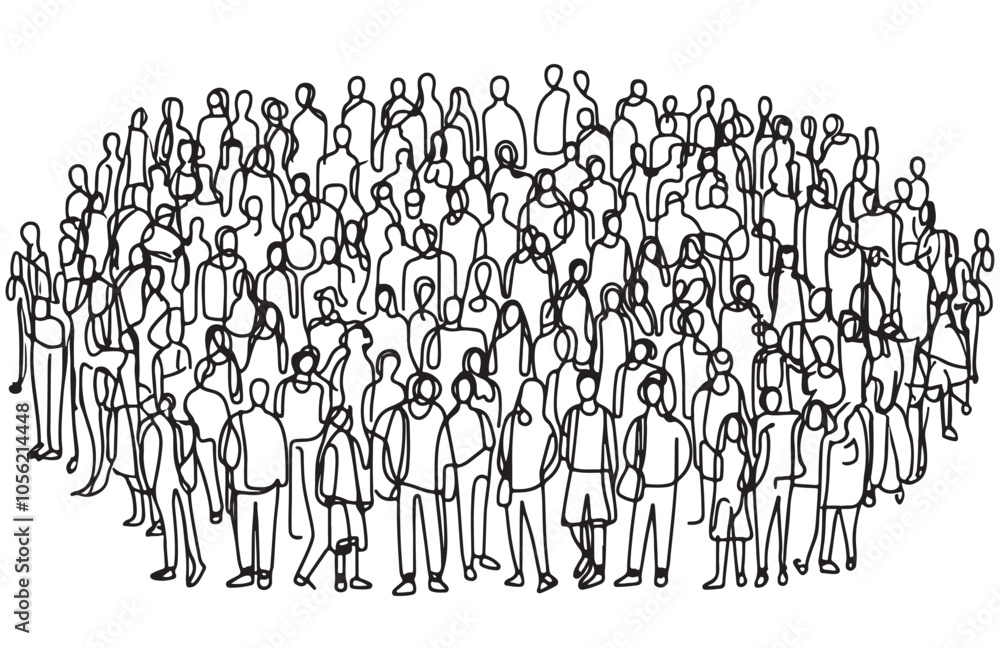 Naklejka premium Abstract people silhouettes. Crowd sketch