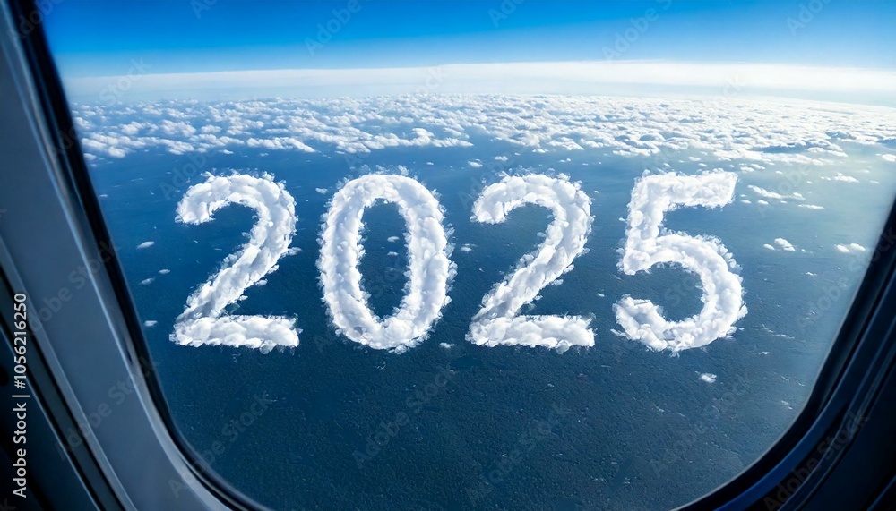 Fototapeta premium Podróż w 2025 lot samolotem