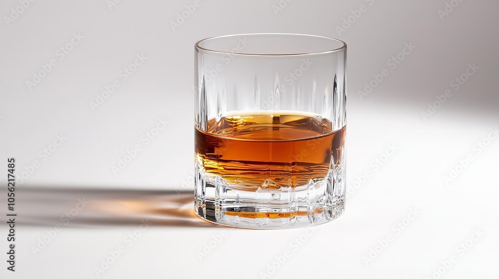 Crystal whiskey glass with rich amber scotch, surrounded by elegant shadows, luxury bar vibe, soft warm light highlighting smooth liquid, whiskey glass, scotch, exclusivity Crystal whiskey glass with rich amber scotch, surrounded by elegant shadows, luxury bar vibe, soft warm light highlighting smooth liquid, whiskey glass, scotch, exclusivity