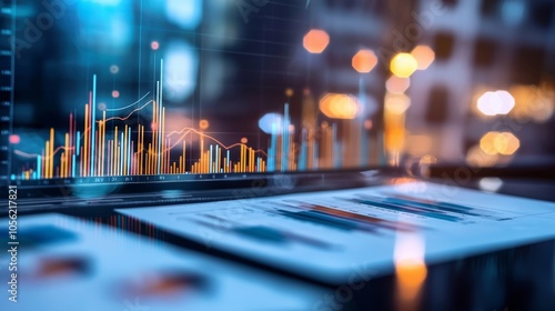 Financial data analysis with colorful graphs on a digital screen photo