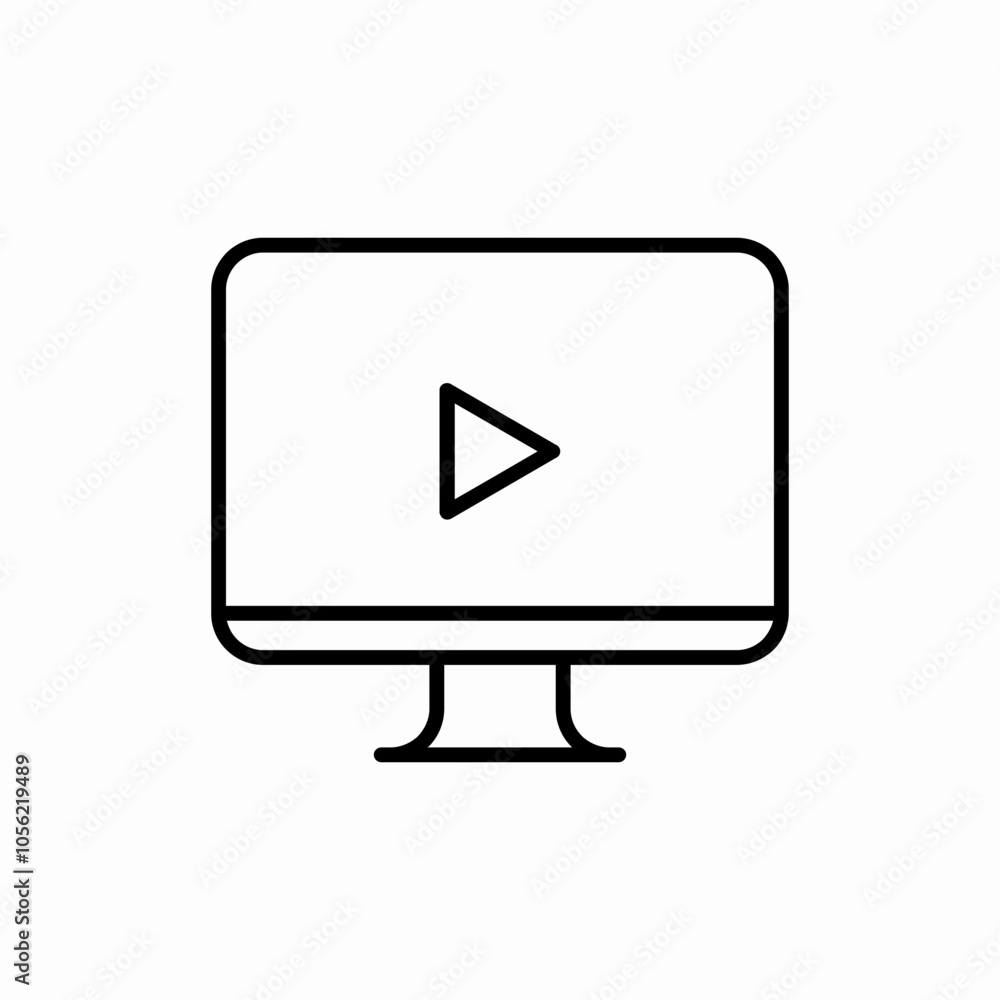 monitor video play icon icon sign vector monitor video play icon icon sign vector