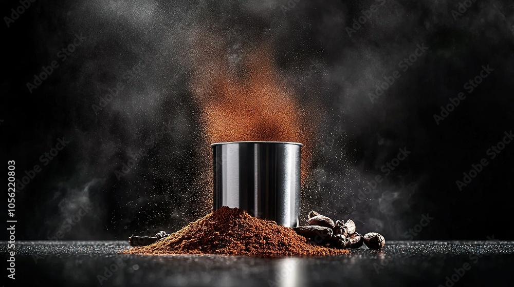 A mound of dirt sits atop a heap adjacent to a metal bin, oozing red liquid A mound of dirt sits atop a heap adjacent to a metal bin, oozing red liquid