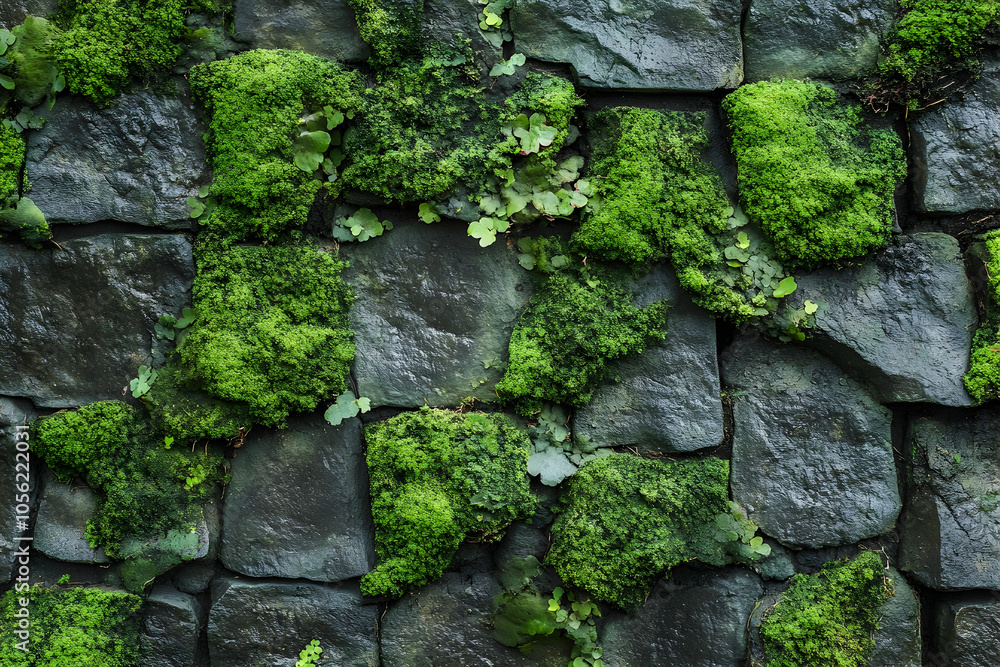Green moss forming a textured wall panel. high quality Green moss forming a textured wall panel. high quality