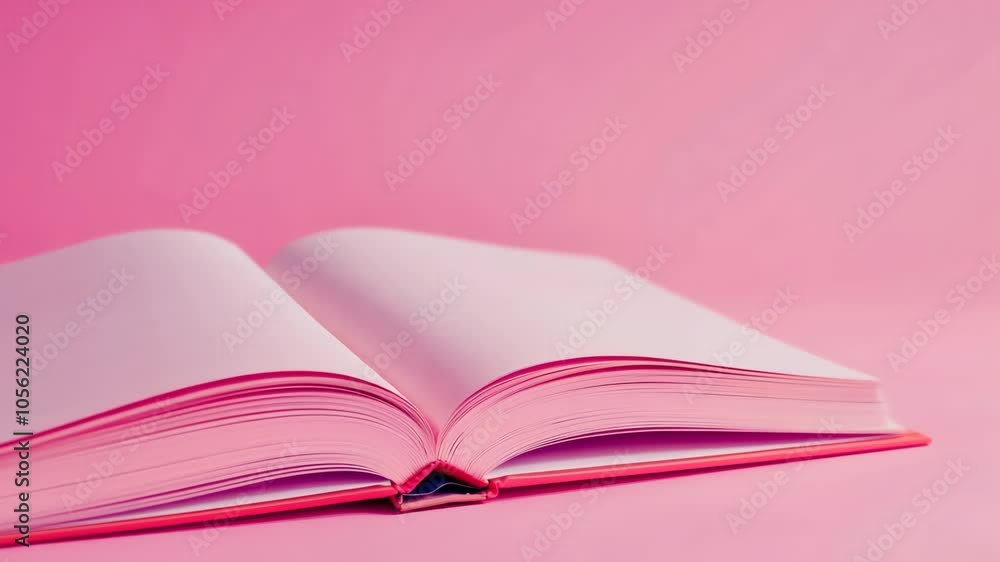 Open Book with Pink Pages on Matching Pink Background, Minimalist Education Concept, Soft Colored Literature, Academic Study Material, Pastel Aesthetic Learning Tool, Reading, and Writing Inspiration Open Book with Pink Pages on Matching Pink Background, Minimalist Education Concept, Soft Colored Literature, Academic Study Material, Pastel Aesthetic Learning Tool, Reading, and Writing Inspiration