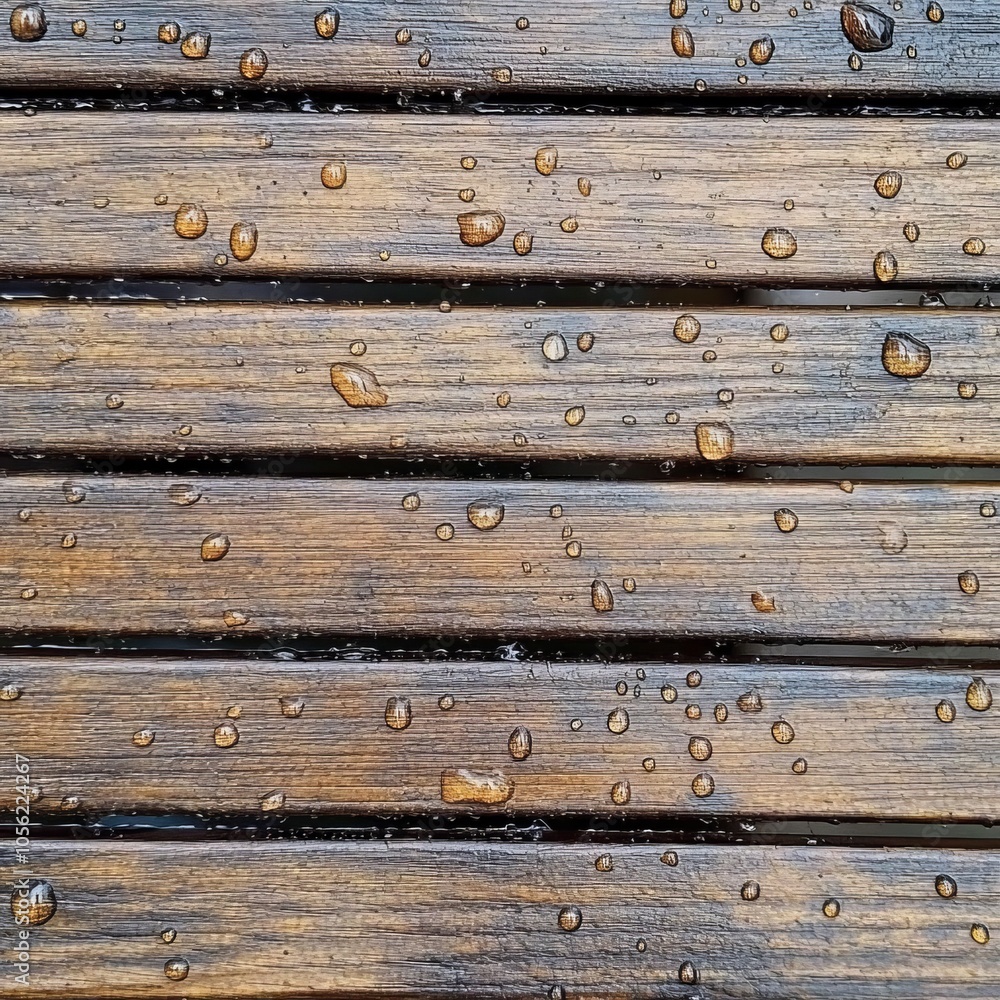 Fototapeta premium Wooden texture with water drops.