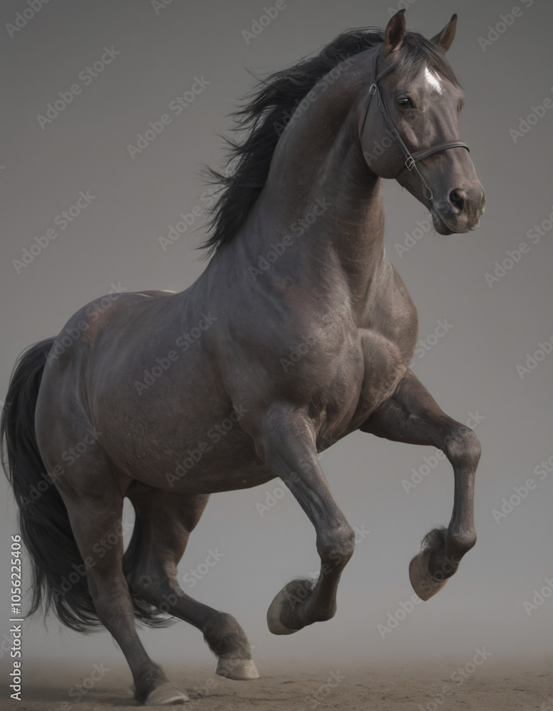 Obraz premium black horse running