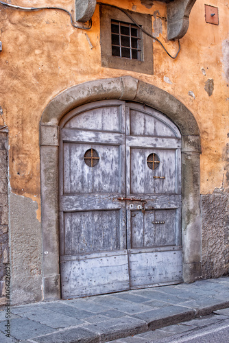 Wallpaper Mural Large double timber door painted grey Torontodigital.ca