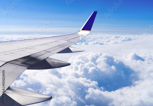 Canvas Print view from airplane window cloud blue sky plane