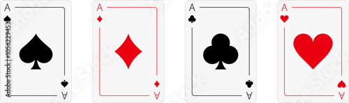 Suit deck of playing cards set. Poker Play Suit Set Pictogram. Play card in line and symbol. Black Jack Symbol. Card Suit Silhouette Icon. Casino Game Flat Symbol. Isolated Illustration.