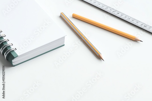 Wallpaper Mural A blank notebook, two wooden pencils, and a ruler on a clean workspace. Ideal for educational or creative themes. Torontodigital.ca