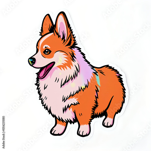 Cheerful corgi dog illustration with vibrant colors and a playful expression