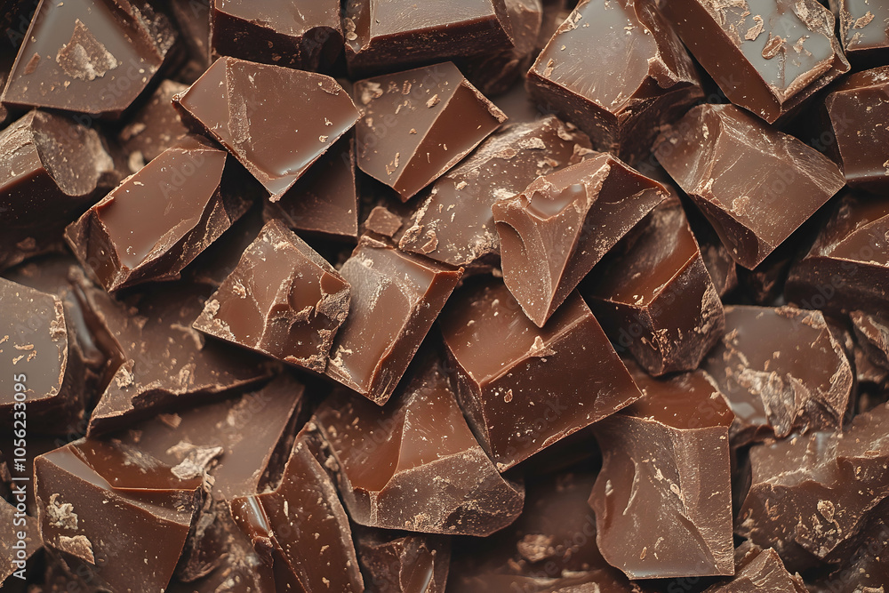 Top view of milk chocolate chunks, rich brown texture. high quality Top view of milk chocolate chunks, rich brown texture. high quality