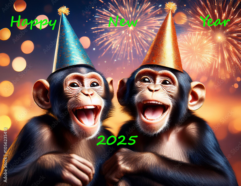Zwei kleine Schimpansenbabys begrüßen das Jahr 2025