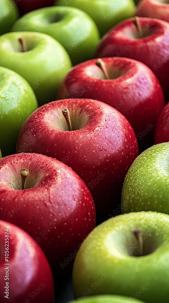 Close-Up of Shiny Red and Green Apples Close-Up of Shiny Red and Green Apples
