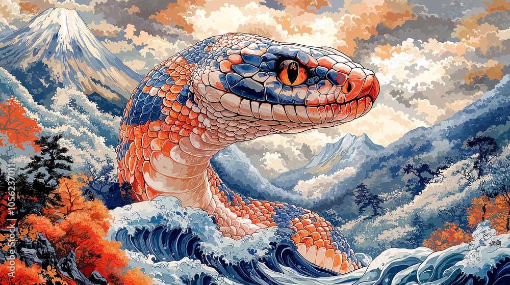 Modern Japanese Snake Year Graphic Materials Modern Japanese Snake Year Graphic Materials