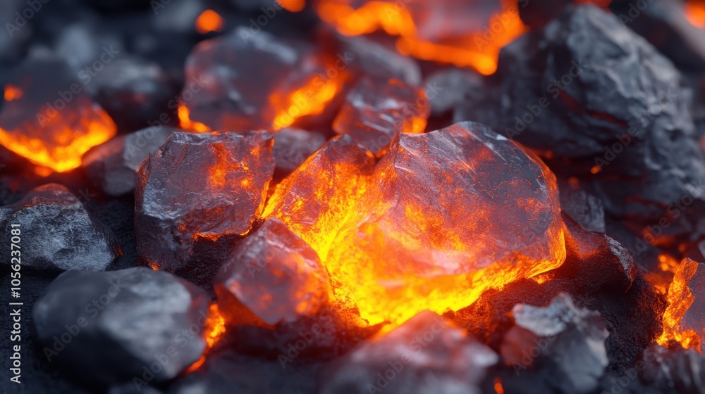 A high-resolution close-up of minerals being heated in a smelter