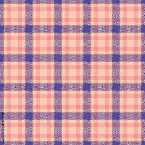 Ragged seamless plaid textile, furniture fabric check texture. English vector background tartan pattern in light and red colors.