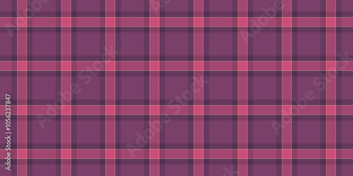 Close-up check texture plaid, crease textile vector seamless. Cool background pattern fabric tartan in pink and red colors.