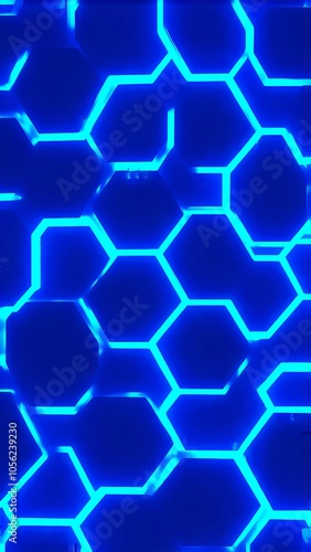 Leuchtende hexagonale Muster in Blau