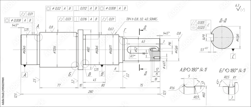 Assembly drawing of shaft of electrical reducer.
Vector design of steel mechanical device with
dimension lines. Engineering technic computer cad scheme on
paper sheet. Hand drawn pencil sketch. Assembly drawing of shaft of electrical reducer.
Vector design of steel mechanical device with
dimension lines. Engineering technic computer cad scheme on
paper sheet. Hand drawn pencil sketch.