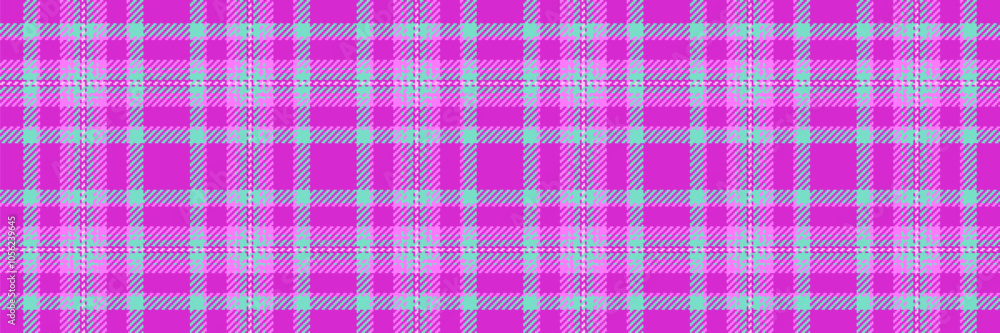 Backdrop seamless texture pattern, random check vector fabric. Womens fashion textile plaid tartan background in magenta and teal colors. Backdrop seamless texture pattern, random check vector fabric. Womens fashion textile plaid tartan background in magenta and teal colors.
