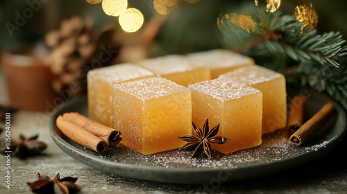Apple Cider Jelly Cubes with Cinnamon Sticks and Star Anise