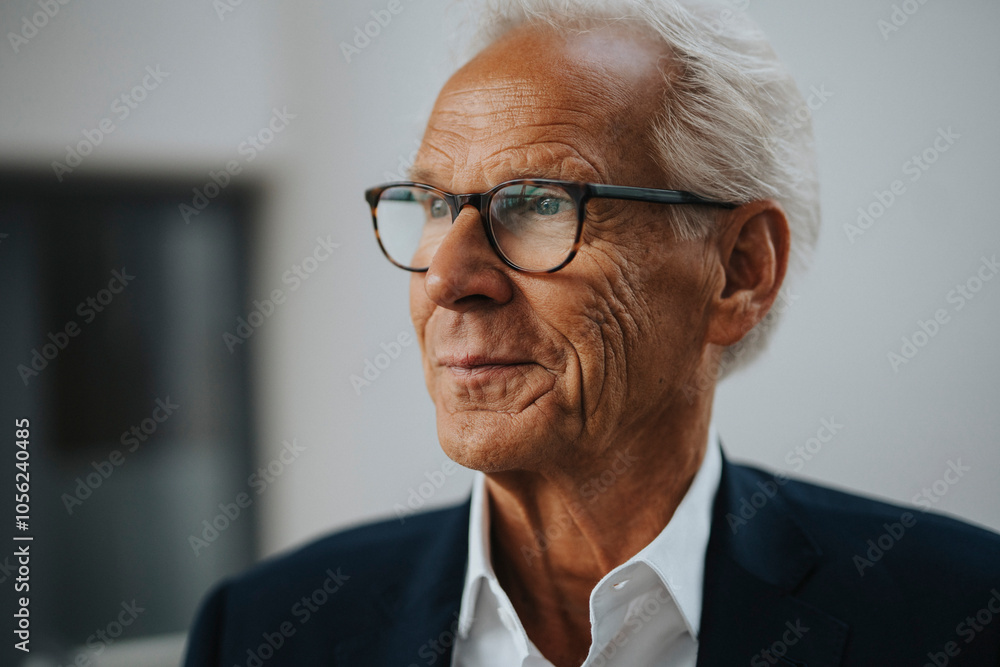 Senior businessman wearing eyeglasses in office Senior businessman wearing eyeglasses in office