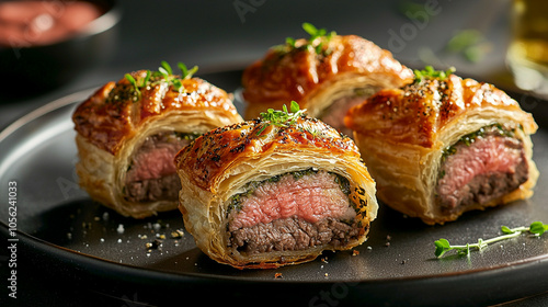 Mini Beef Wellington Bites with Puff Pastry and Fresh Thyme
