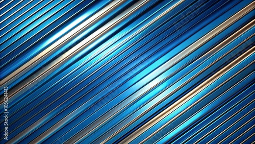 Blue diagonal striped metal with gold horizontal bands layered design polished industrial aesthetic high contrast clean modern style.