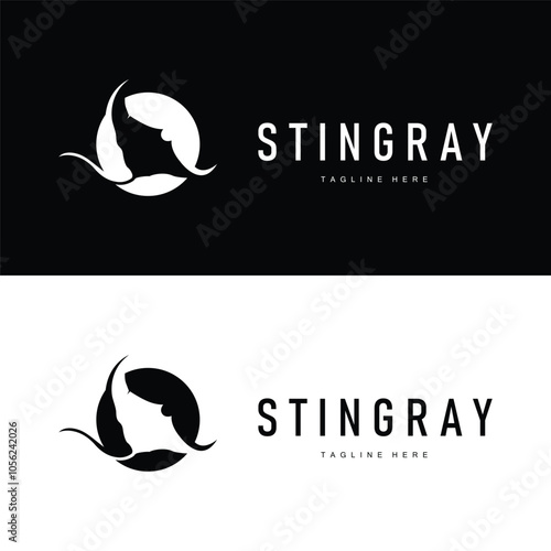 stingray logo design open sea animal with simple silhouette template concept photo