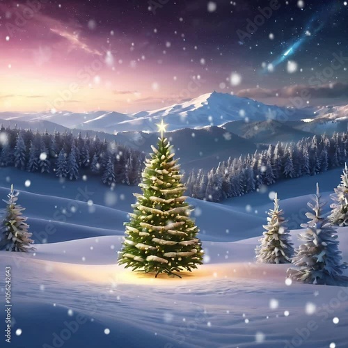 Wallpaper Mural christmas tree in the snow Torontodigital.ca