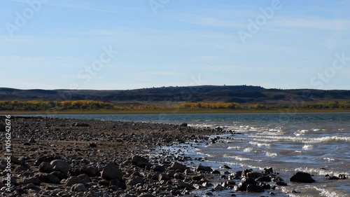 Small waves roll in off Glendo Reservoir in Wyoming of North America  photo