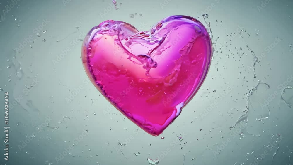 A heart made of water droplets. The heart is pink and has a lot of bubbles. The bubbles are scattered all over the heart, making it look like it's floating in the air A heart made of water droplets. The heart is pink and has a lot of bubbles. The bubbles are scattered all over the heart, making it look like it's floating in the air