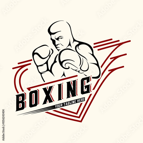 boxing logo design. with boxing gloves and boxer icon, for boxer club
