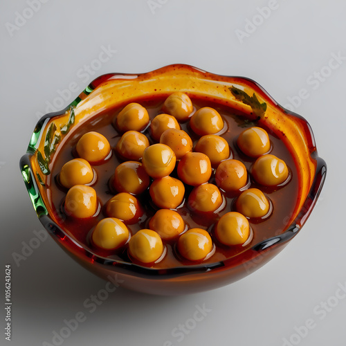 Glass Sculpture of Chickpea Curry with Rich Colors and Elegant Detail, Modern Art Display, Generative AI photo