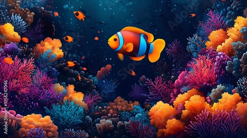 Vibrant coral reef teeming with colorful fish in clear tropical waters during daylight - wallpaper