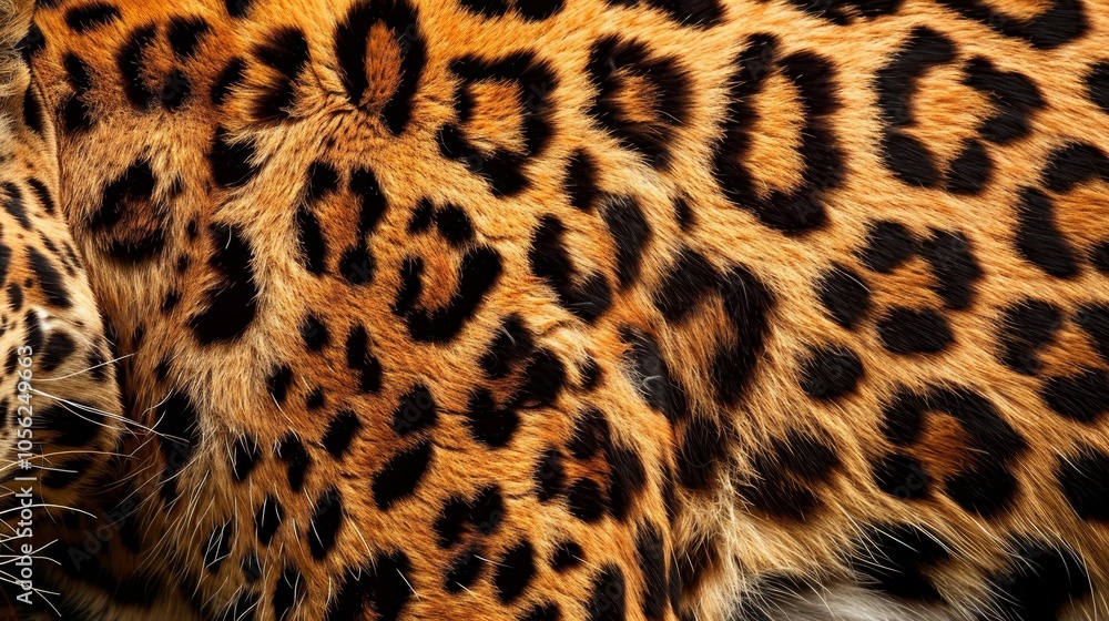 A close-up shot capturing the intricate rosettes and rich texture of a leopard's fur, showcasing the natural beauty and detail of the animal's unique pattern. A close-up shot capturing the intricate rosettes and rich texture of a leopard's fur, showcasing the natural beauty and detail of the animal's unique pattern.