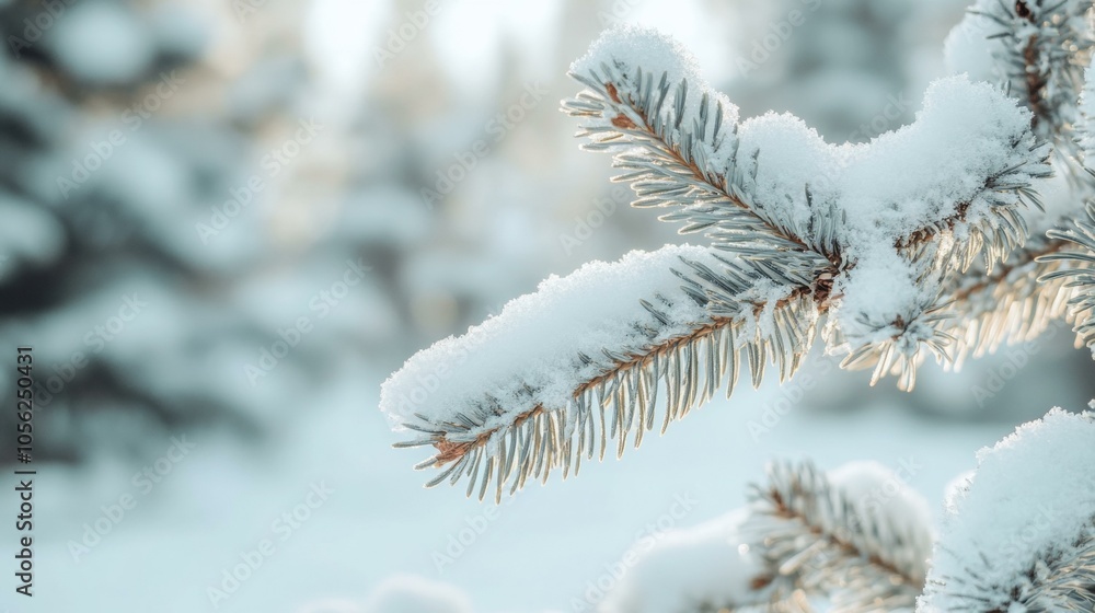 Snowcovered pine branches against white winter background for festive poster. Snowcovered pine branches against white winter background for festive poster.