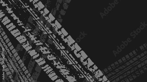 Car tire marks, template for business card with copy space. Vector illustration.
