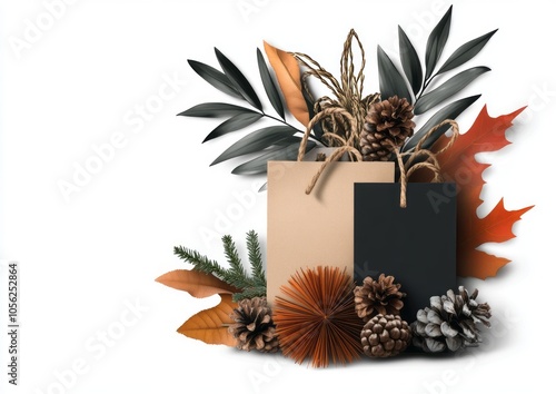 Bags with decoration for gifts on a white background 3