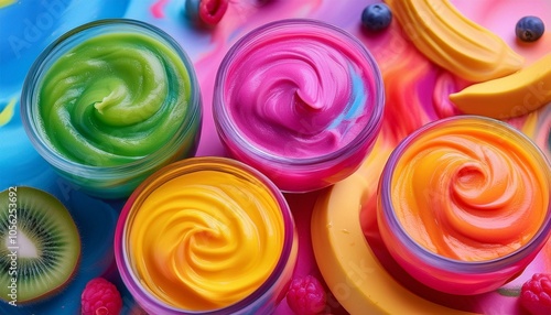 Colorful swirl of creams