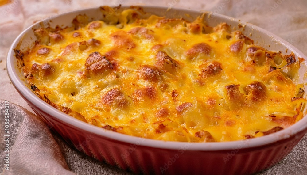 A cheesy casserole dish A cheesy casserole dish