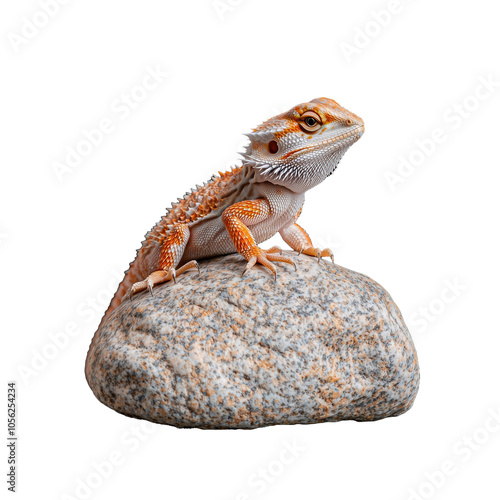 Obraz na płótnie Bearded dragon lizard on rock with transparent background w salonie