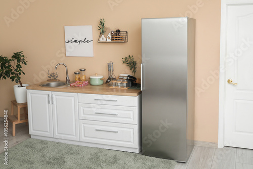 Interior of kitchen with si...