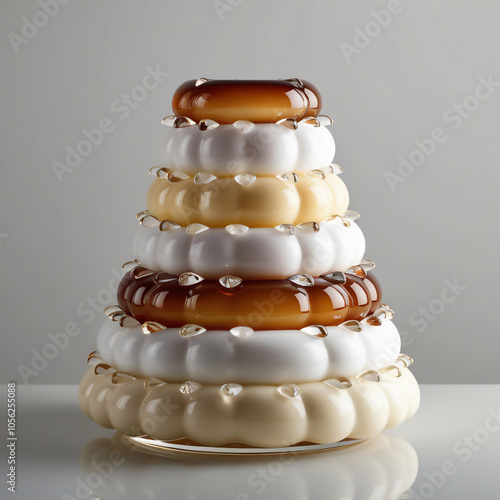 Exquisite Glass Sculpture of Kransekake (Almond Cake) Capturing Culinary Elegance, generative ai photo