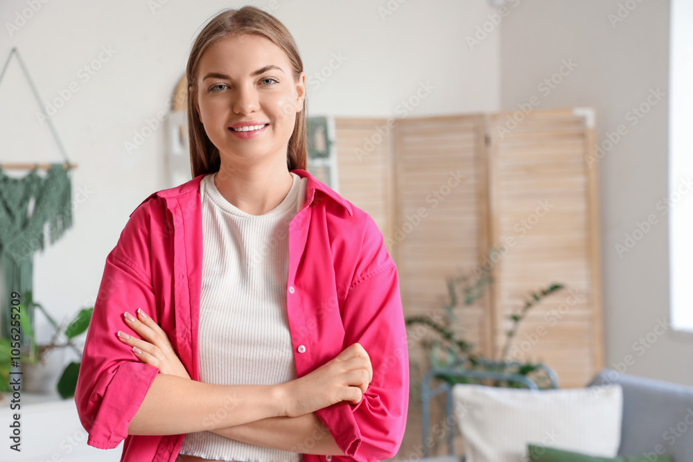 Smiling young woman at home Smiling young woman at home