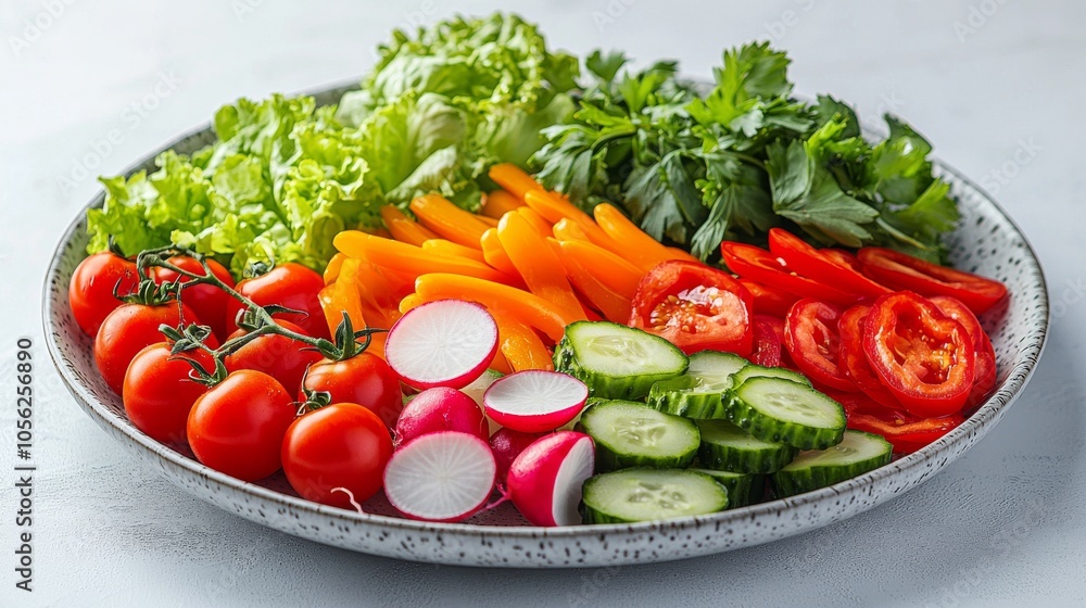 Colorful Vegetable Platter with Fresh Greens Colorful Vegetable Platter with Fresh Greens