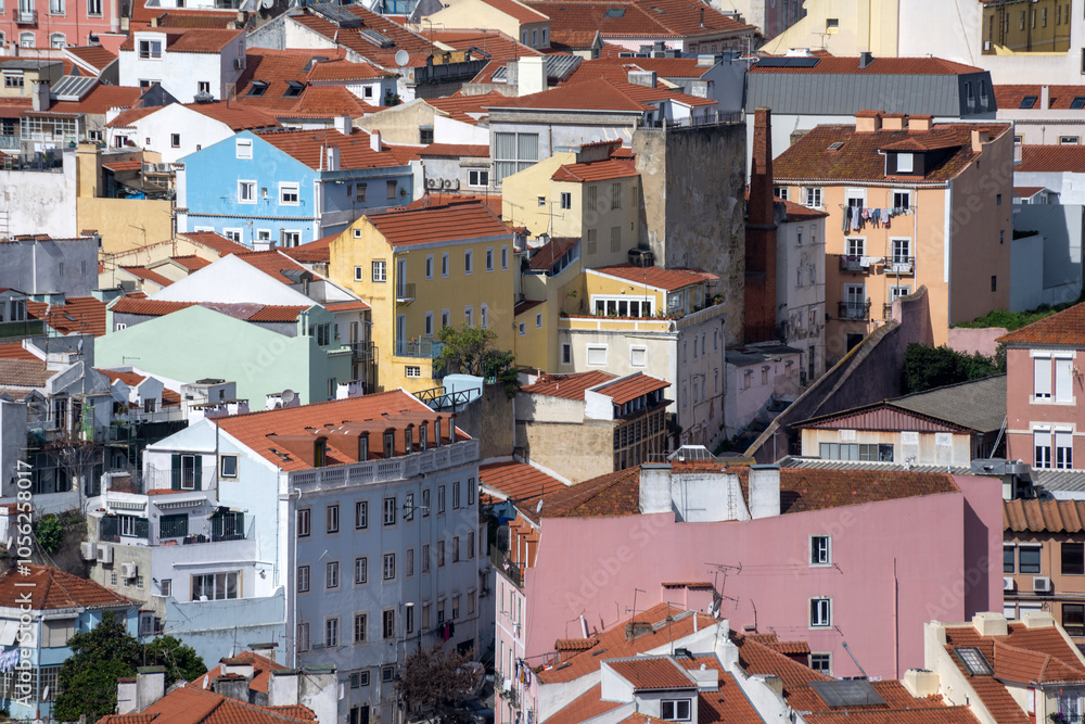 Colorful Lisbon city buildings and roofs Colorful Lisbon city buildings and roofs