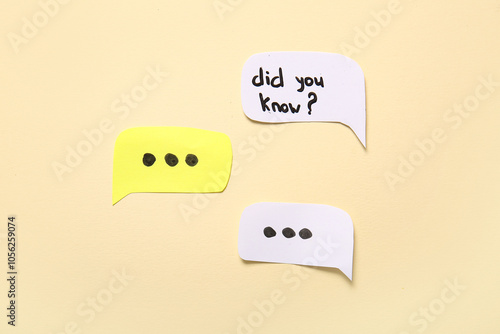 Free Download Speech bubbles with question DID YOU KNOW? on beige background. Gossip concept - GFXLoad