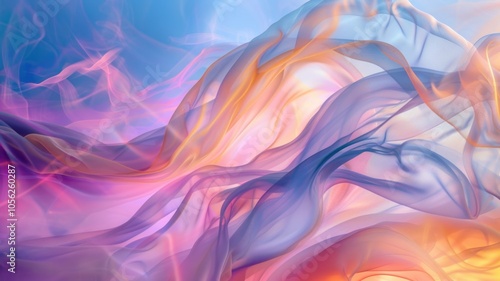 Wallpaper Mural surreal image of colorful vapor flowing in laminar streams, forming soft ribbons of color floating in the air Torontodigital.ca